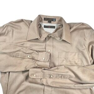 Tommy Hilfiger Men's Brown Long Sleeve Button Down Shirt TLC Lifetime Collar  M